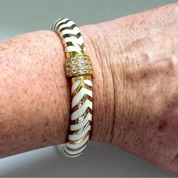 Vintage Angelique de Paris Mata Hari 18 Karat Gold Vermeil Cream Bangle Bracelet - Picture 7 of 13